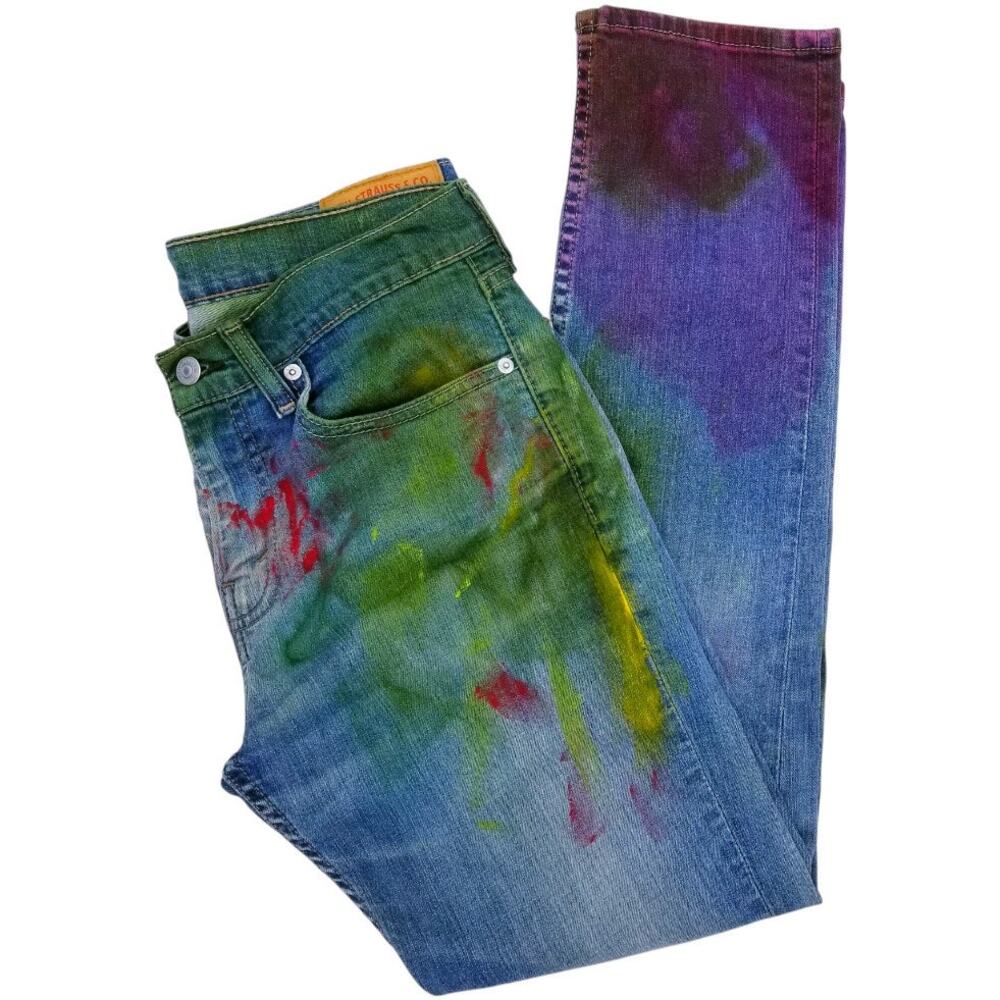 LEVI'S 511 2015 INDIVIDUALIZED Jeans Slim Fit Zip "STEPPED IN IT" - W31 L32 - Picture 5 of 11